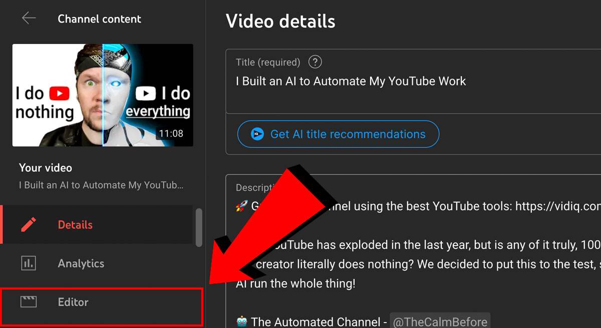 Edit youtube video details screen