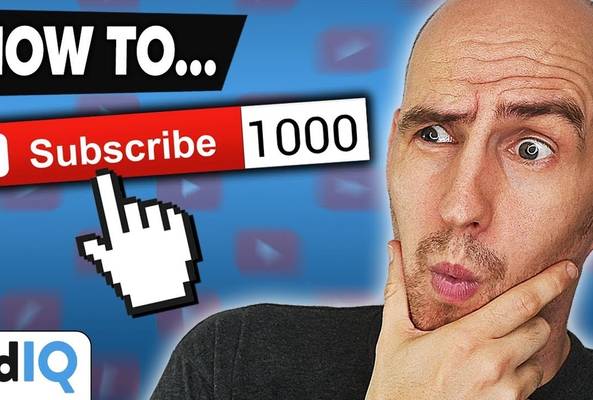 Man thinking with text on how to get 1000 YouTube subscribers and vidIQ logo