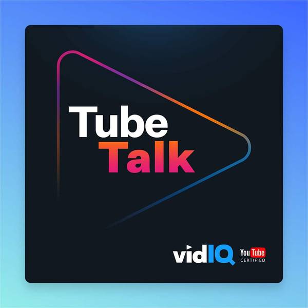Tube Talk logo with colorful play button outline and vidIQ YouTube certified badge