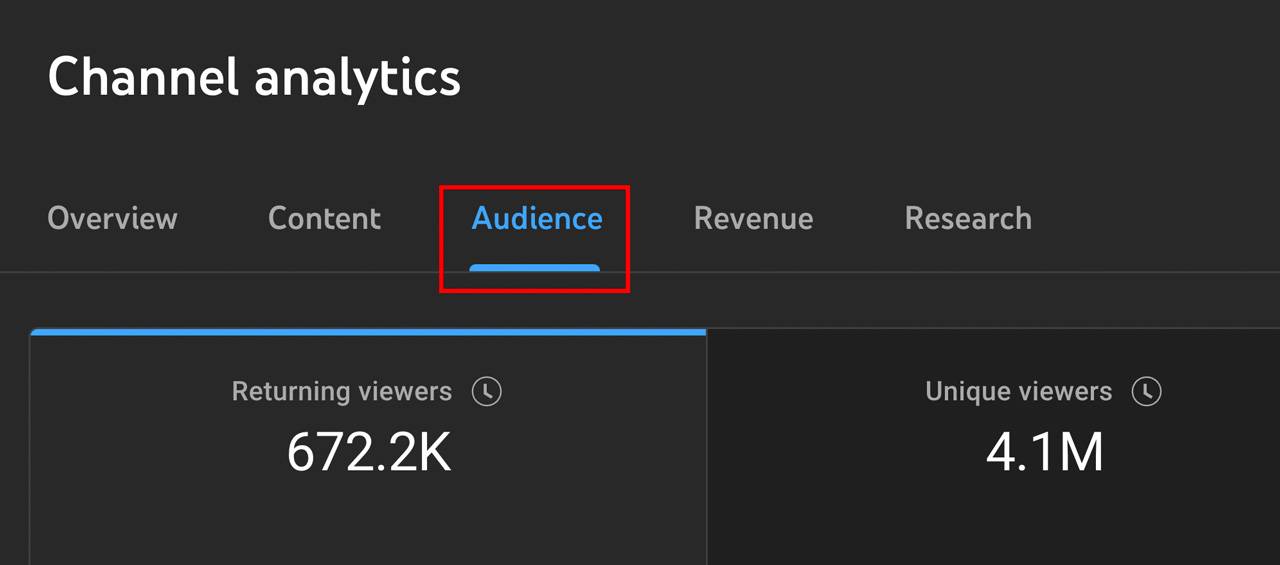 Audience tab in channel analytics