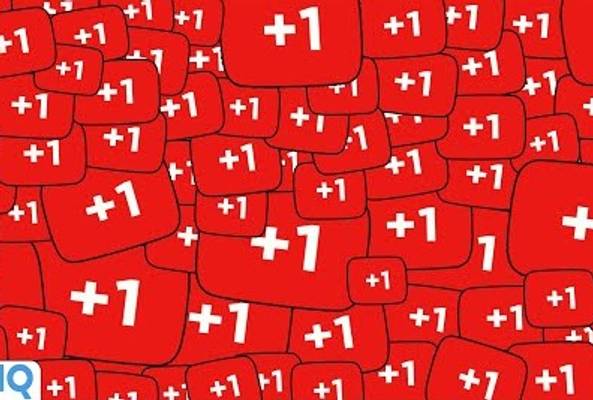 Red icons with white +1 symbols representing social media likes and engagement.