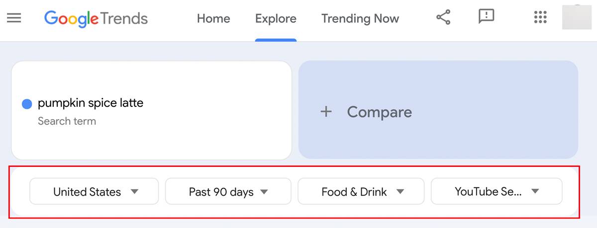 Google trends search categories