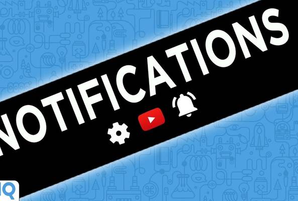 Notification settings banner with YouTube and vidIQ icons on blue tech background
