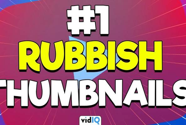#1 Rubbish Thumbnails text with vidIQ logo on colorful abstract background