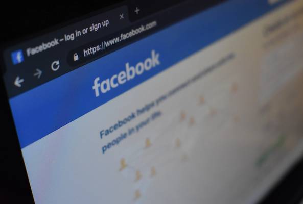 Close-up of Facebook login page on a web browser with URL and security padlock visible