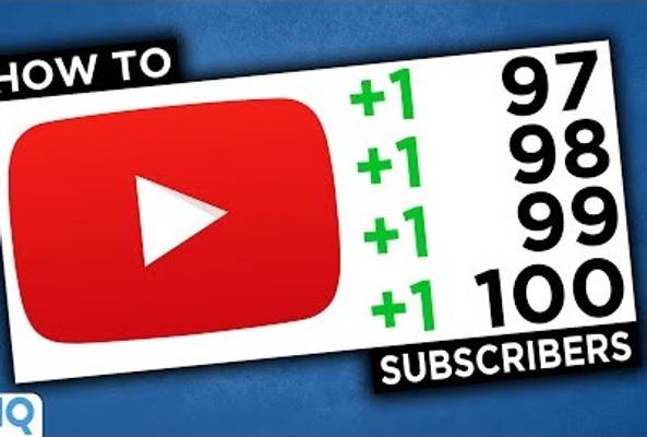 YouTube logo with subscriber count increasing from 97 to 100 and "How to subscribers" text