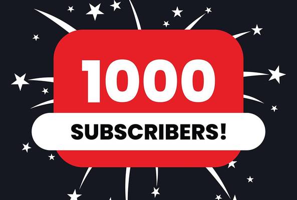 1000 subscribers celebration badge with stars on a dark background for social growth