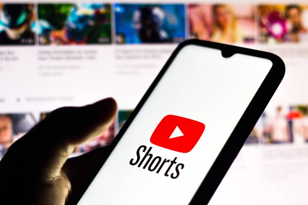 YouTube Shorts logo on a smartphone