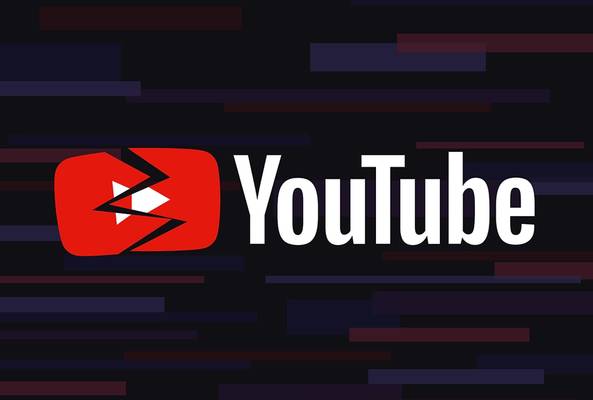 Broken red YouTube play button logo with text on black background, symbolizing platform issues.