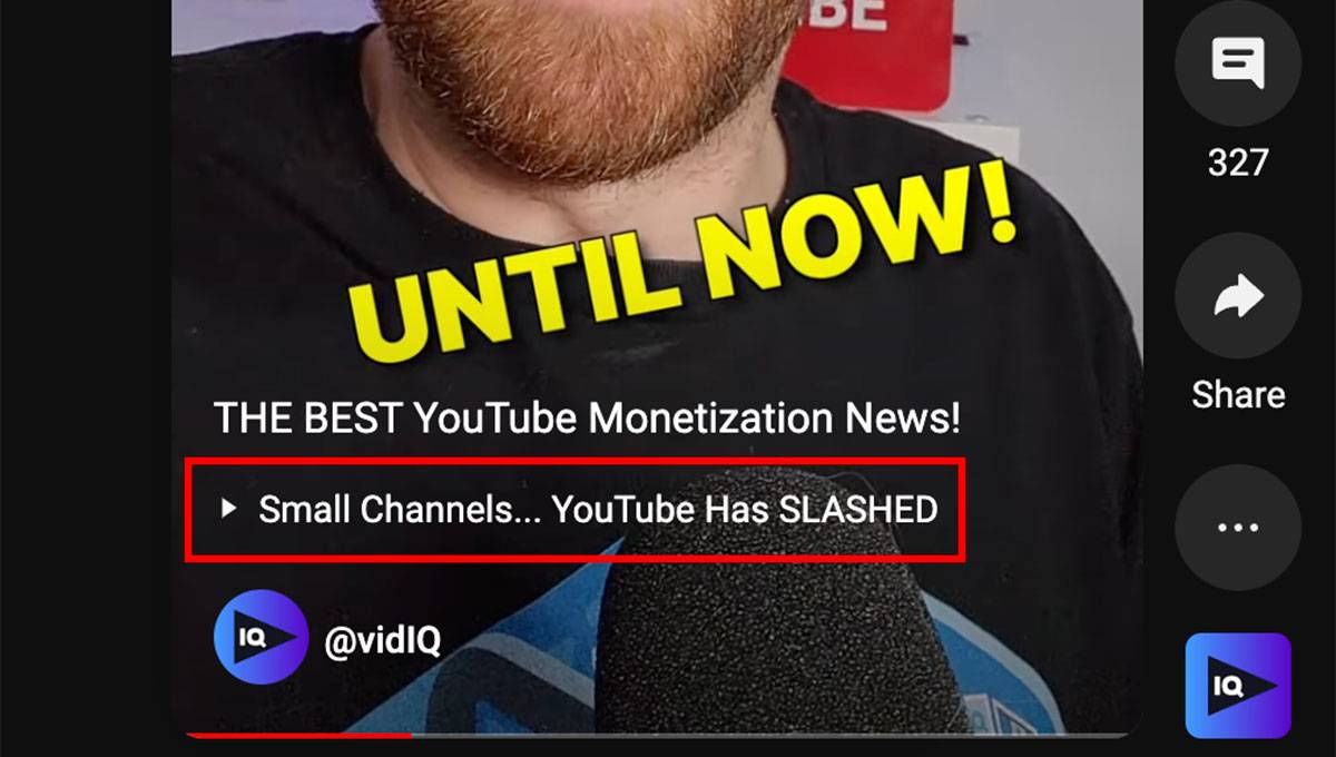 Related link near the bottom of a YouTube Short
