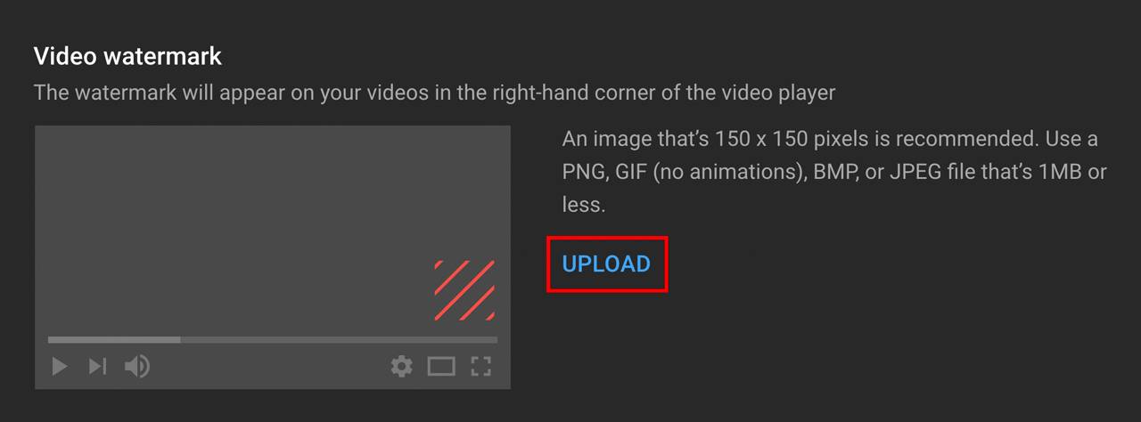 Upload button to add a watermark