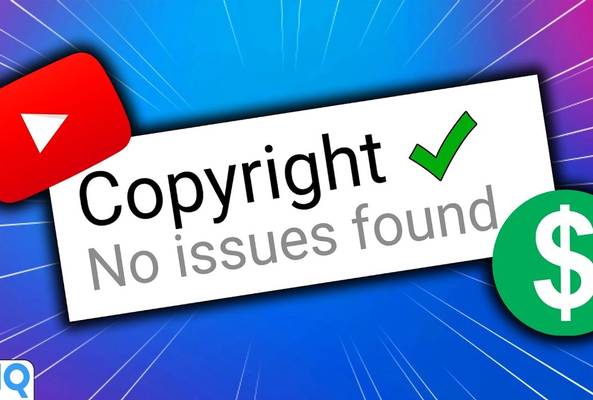 YouTube copyright check showing "No issues found" with monetization dollar sign icon