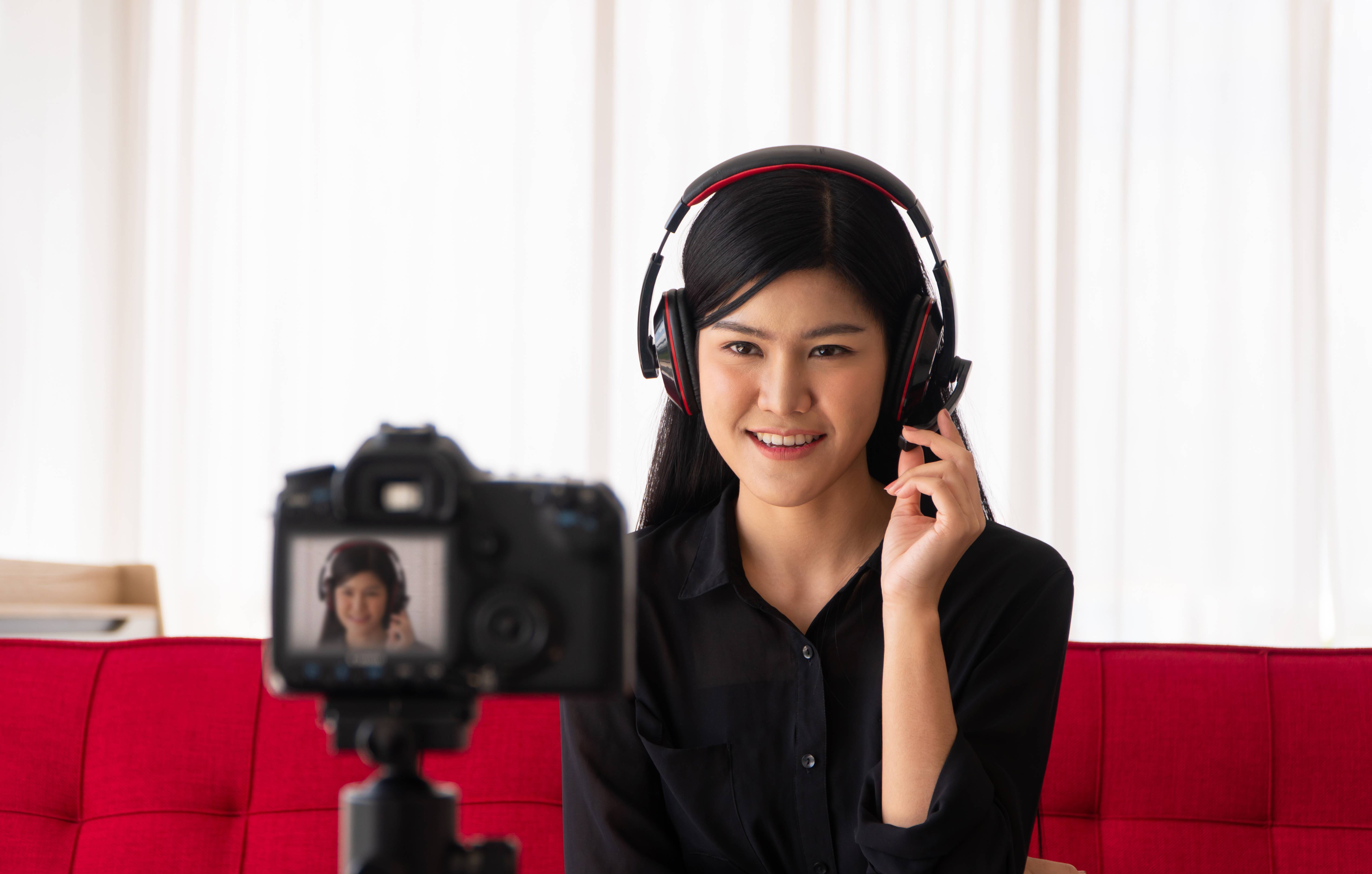 Woman making content
