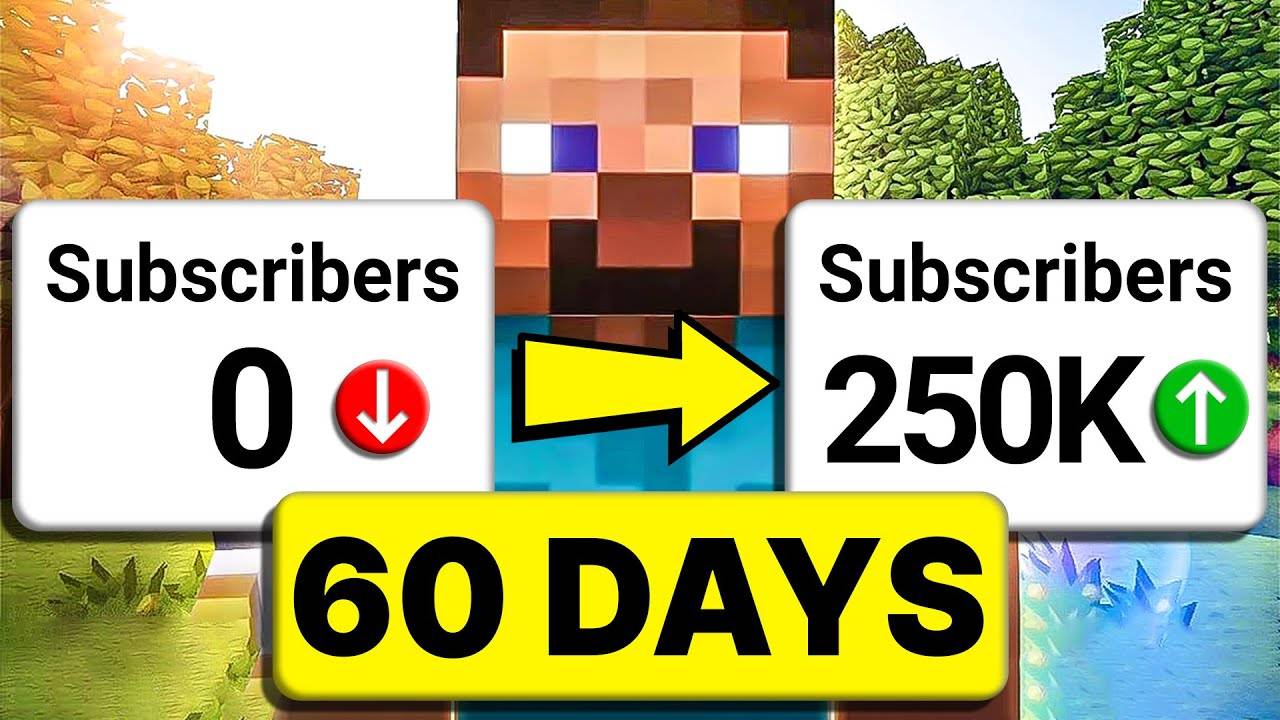 Yellow, white, and tan Minecraft thumbnail about growing youtube subscribers