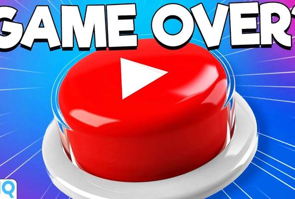 Red YouTube play button with "GAME OVER?" text on blue and purple background, vidIQ logo.