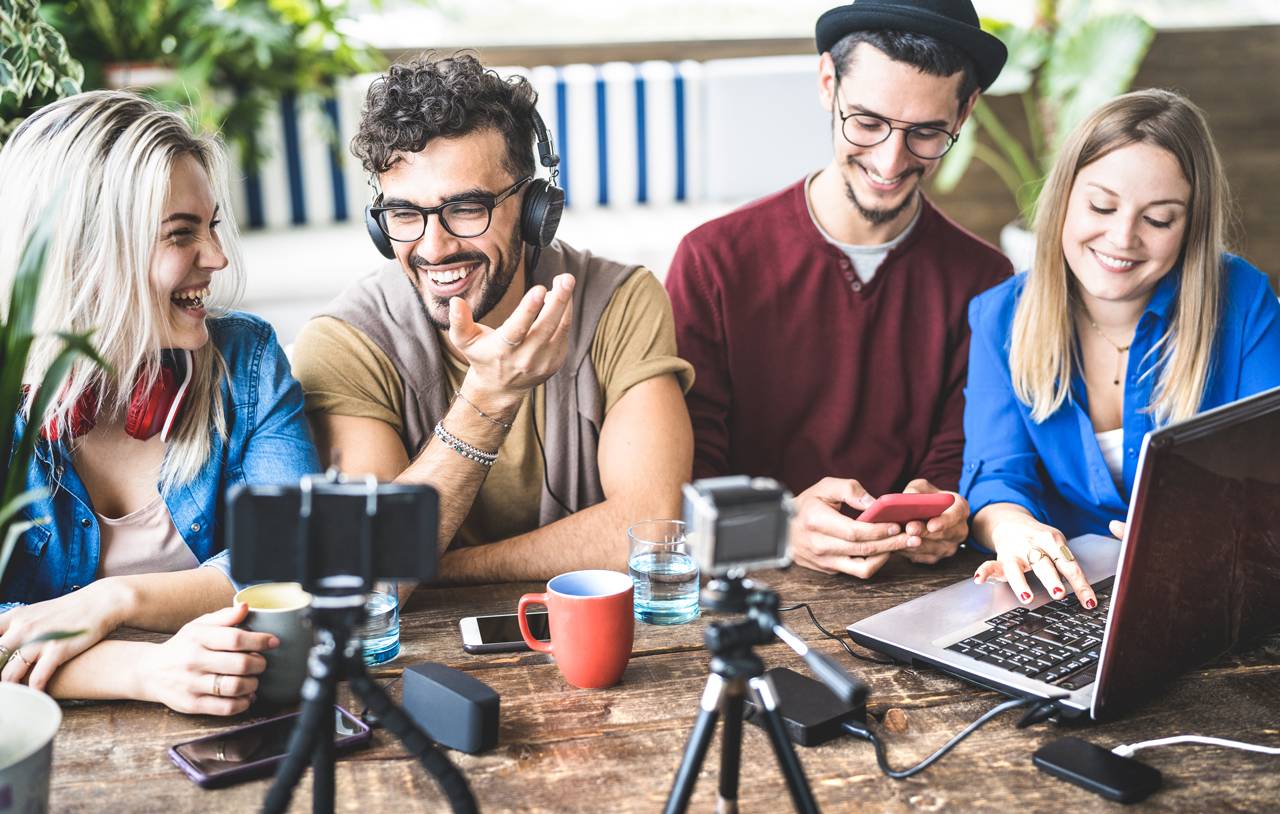 YouTube creators with similar audience sizes collaborating effectively