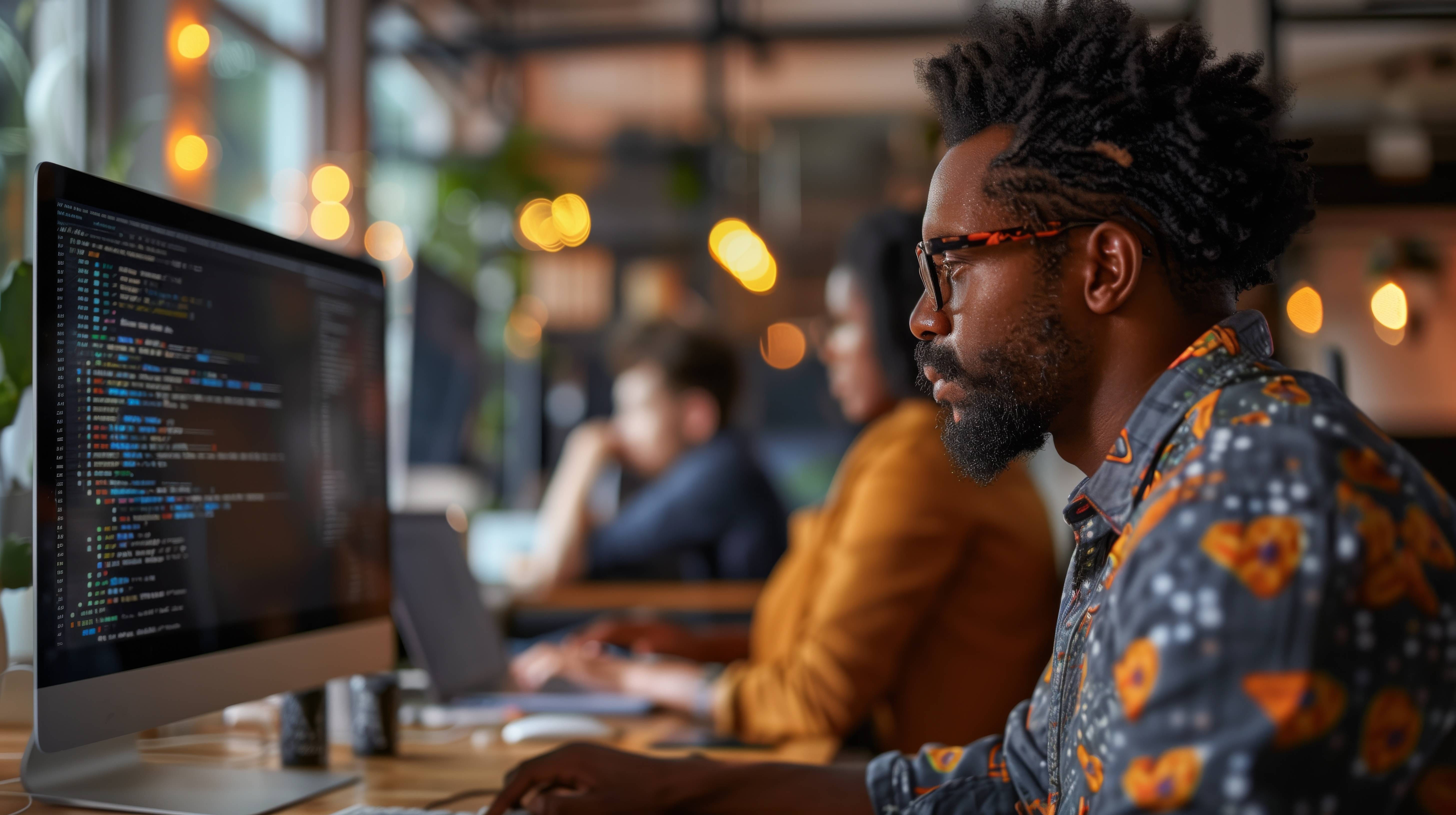 Man reviewing software code