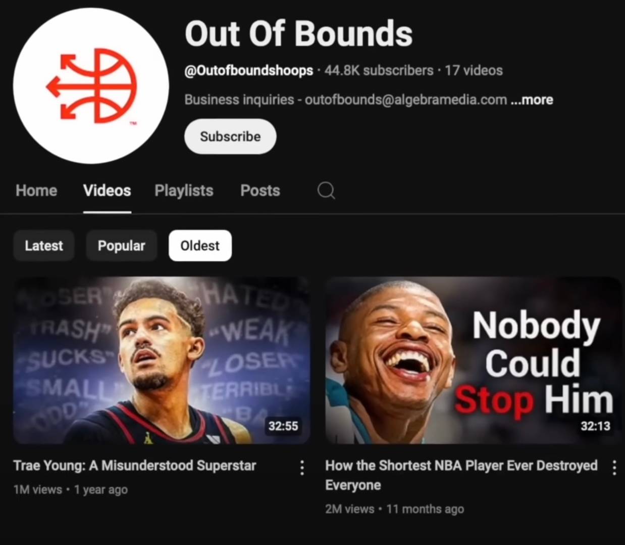 YouTube channel Out Of Bounds videos