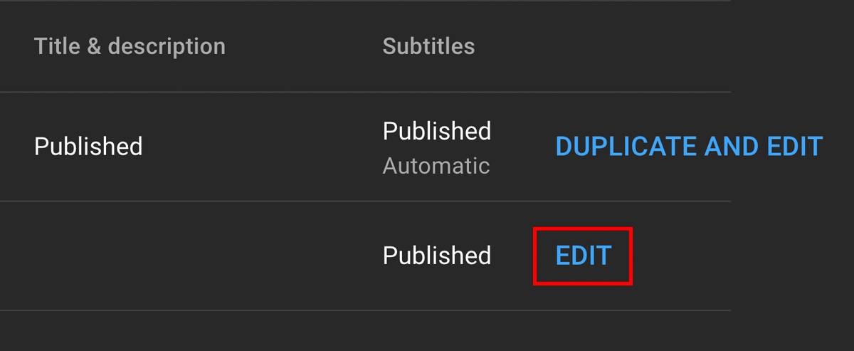 The edit button is on the far right