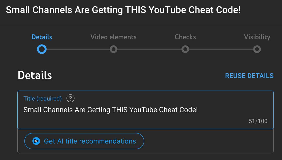 Youtube video details screen