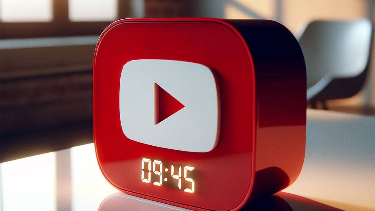 red youtube themed clock with 9 minutes and 45 seconds displayed
