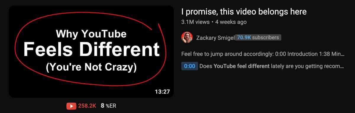 Example of a viral YouTube video with 3.1 million views by Zackary Smigel