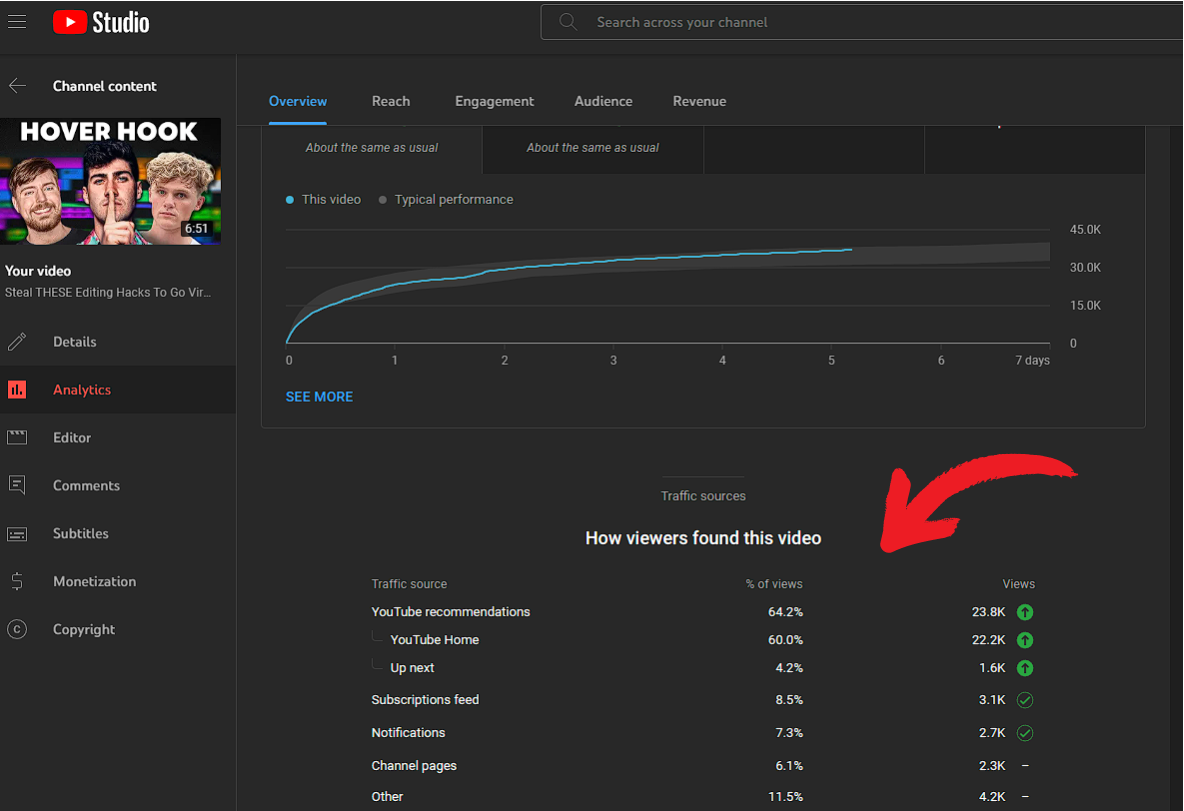 Traffic sources for an individual video