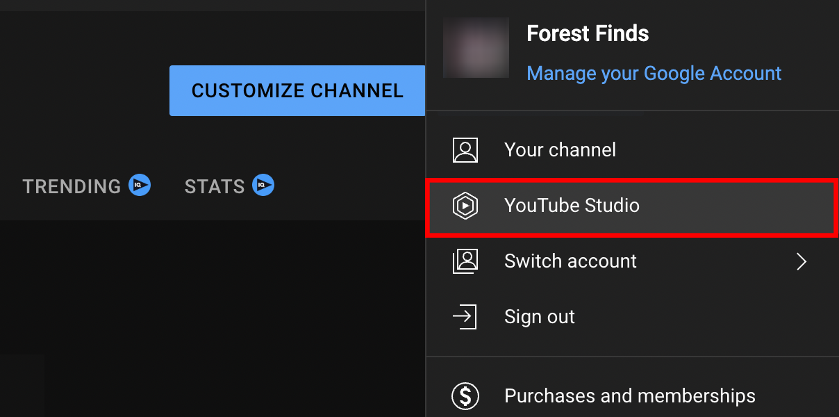 Accessing YouTube Studio to manage your new channel