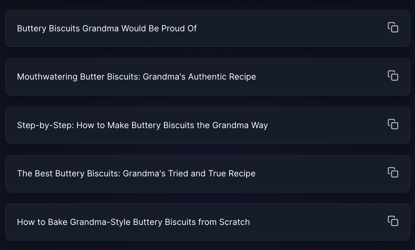 YouTube video titles generated by vidIQ's AI Title generator
