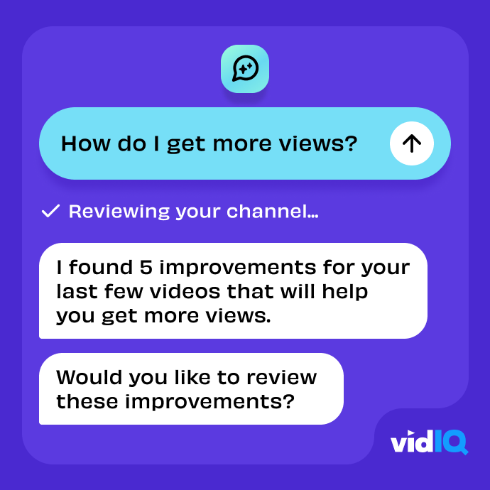 A conversation thread from the vidIQ AI Coach