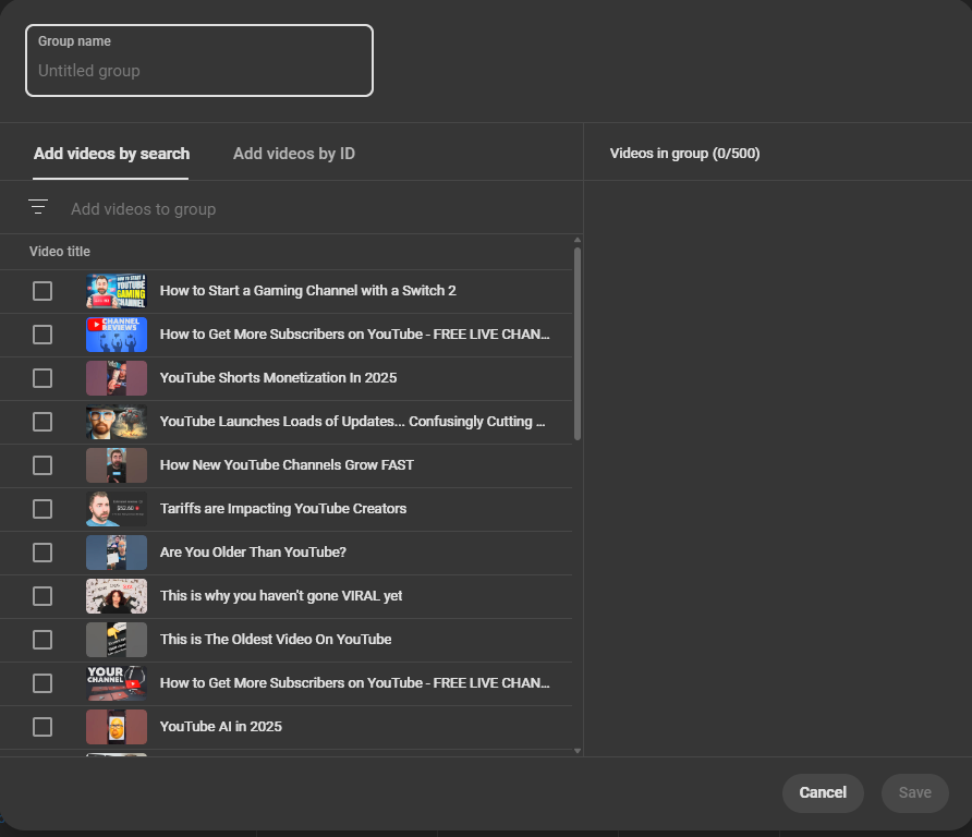 how to create a YouTube Group