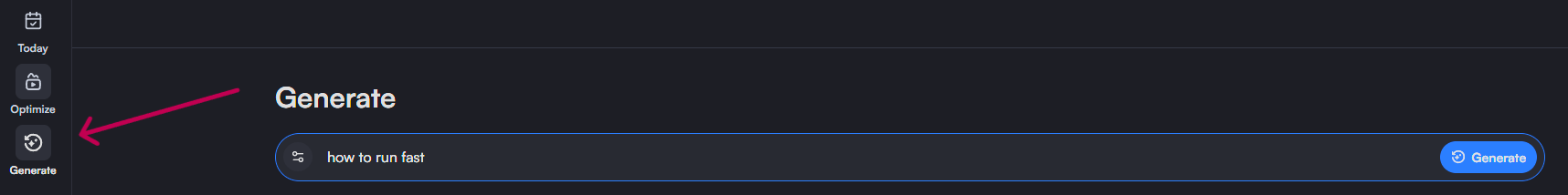 Generate tab on vidIQ webapp