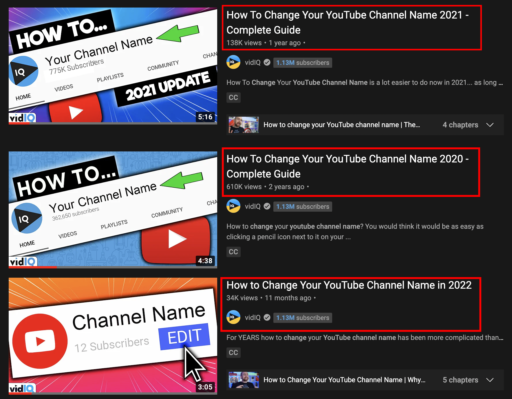 YouTube tutorials on how to change your channel name from 2020 to 2022 updates